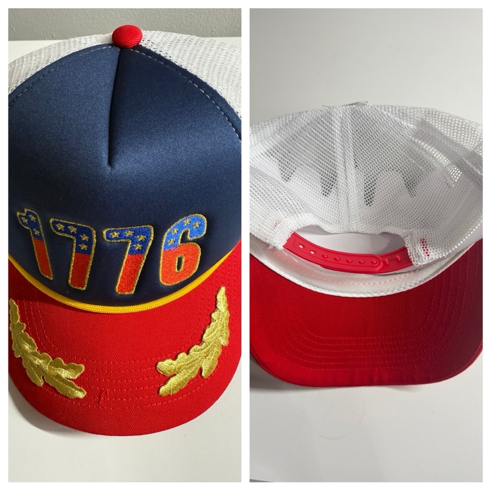 Set of 2 Patriotic 1776 USA Baseball Caps One Size Adjustable Fourth of July New